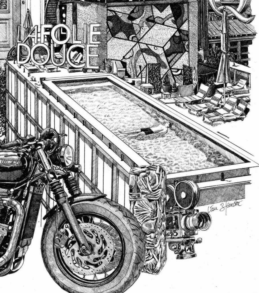 Géographie intime, Commande privée, 40ᵉ anniversaire, illustration à l’encre de Benjamin Van Blancke (7/8)