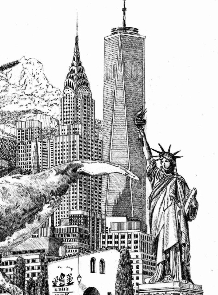 Géographie intime, Commande privée, 40ᵉ anniversaire, illustration à l’encre de Benjamin Van Blancke (5/8)