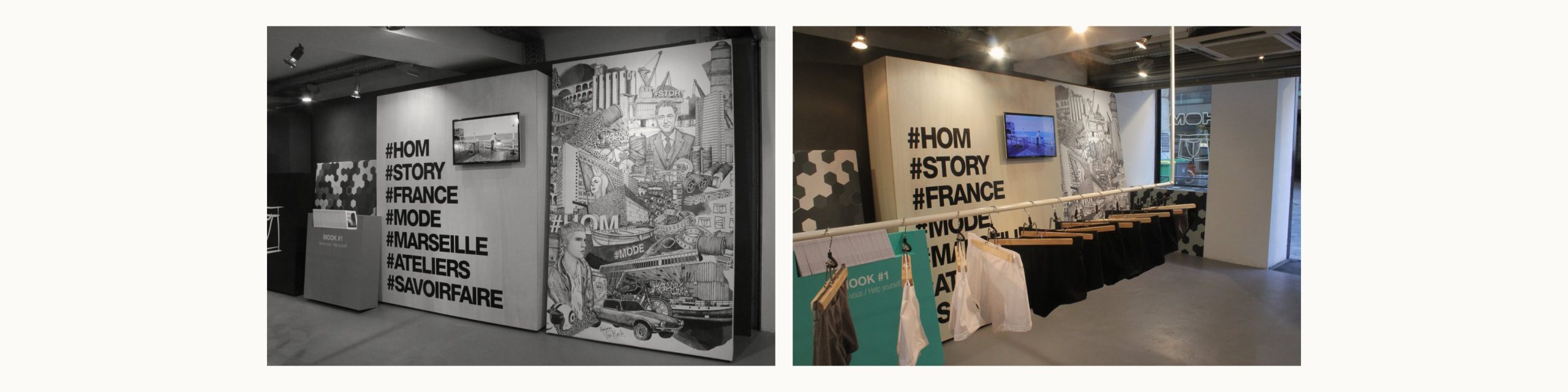 HOM men underwear, Event Fashion Week Paris, illustration à l’encre de Benjamin Van Blancke (1/4)
