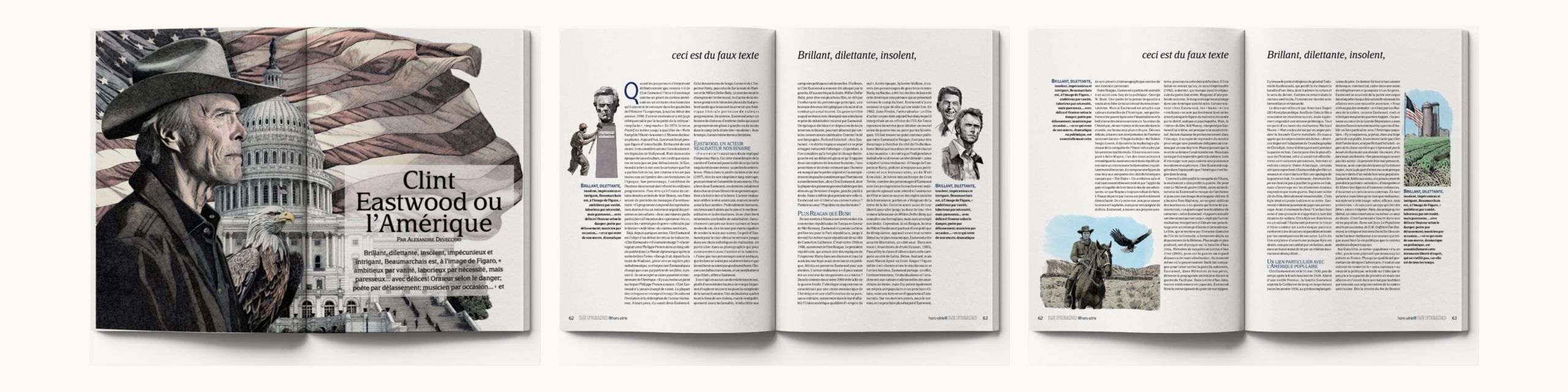 Clint Eastwood, le dernier des géants, Le Figaro Hors-Série, 2024, illustration à l’encre de Benjamin Van Blancke (1/10)